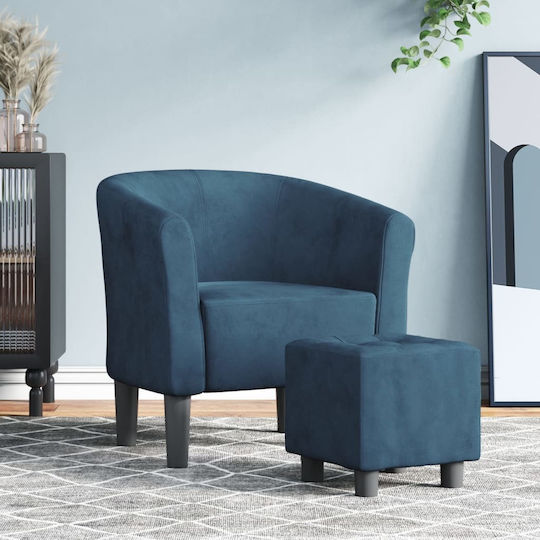 Барел Фотьойл с подлакътник Кадифен Dark Blue 70x56x68см