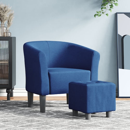 Barrel Sessel mit Fußhocker Blue 70x56x68cm