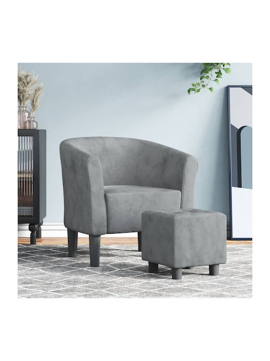 Barrel Armchair with Footstool Dark Grey 70x56x68cm