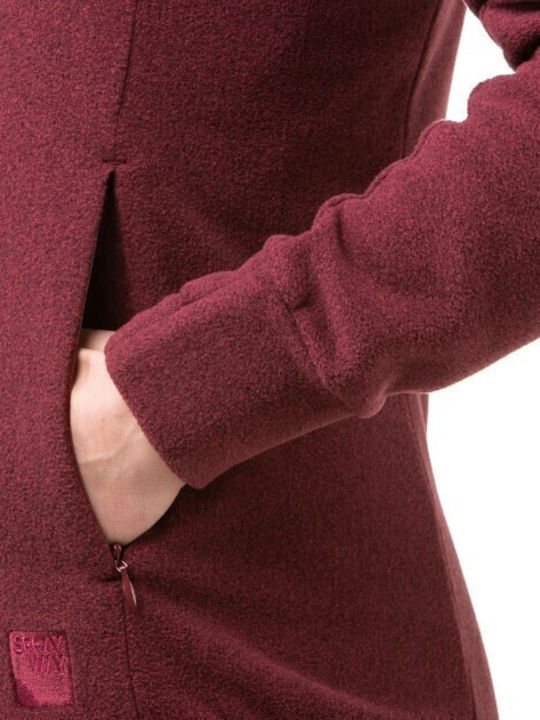 Fleece Γυναικεία Ζακέτα σε Μπορντό Χρώμα