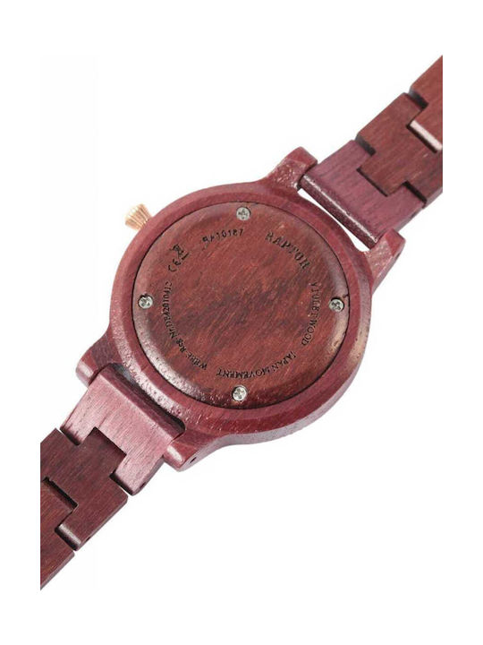 Raptor Women's Watch with Brown Wooden Bracelet