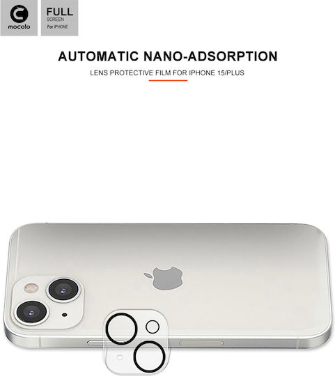 Mocolo Lens Full Camera Protection Membrane Black for the iPhone 15 / 15 Plus