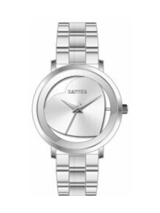 Raptor Γυναικείο Ρολόι 36mm Μπαταρίας με Ασημί Μεταλλικό Μπρασελέ