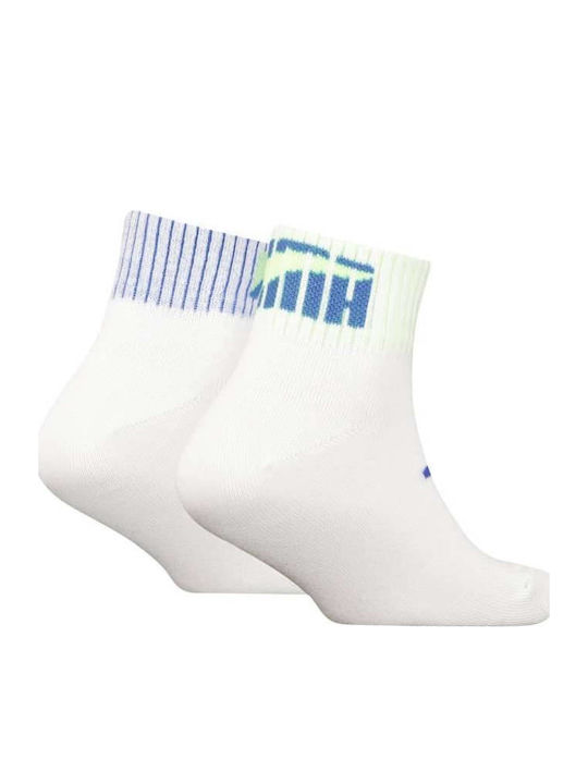 PUMA Παιδικά Σοσόνια Logo Quarter WHITE / BLUE 2 Ζευγάρια