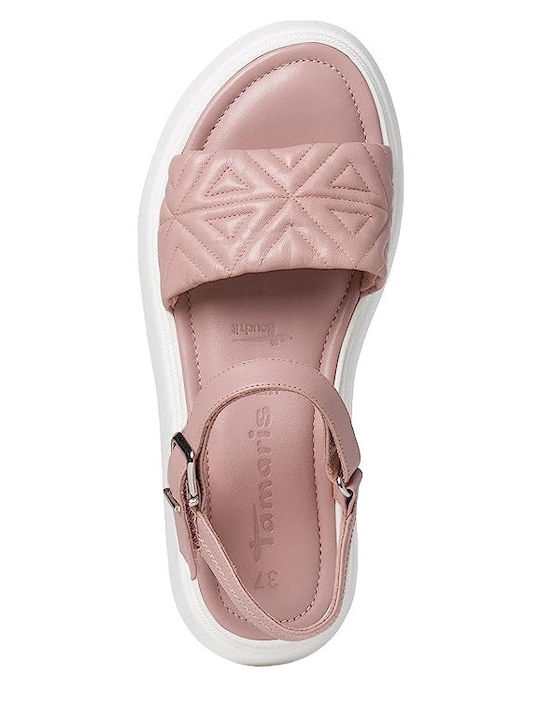 Tamaris Women's Leather Ankle Strap Platforms Pink