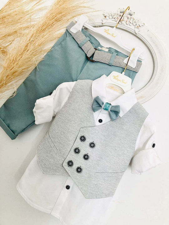 Vintage Soul Costum de Botez pentru Băiat Verde 5buc