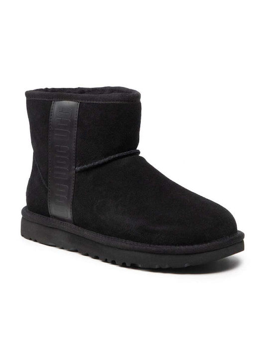 Ugg Australia Classic Mini Δερμάτινα Παιδικά Μποτάκια Μαύρα