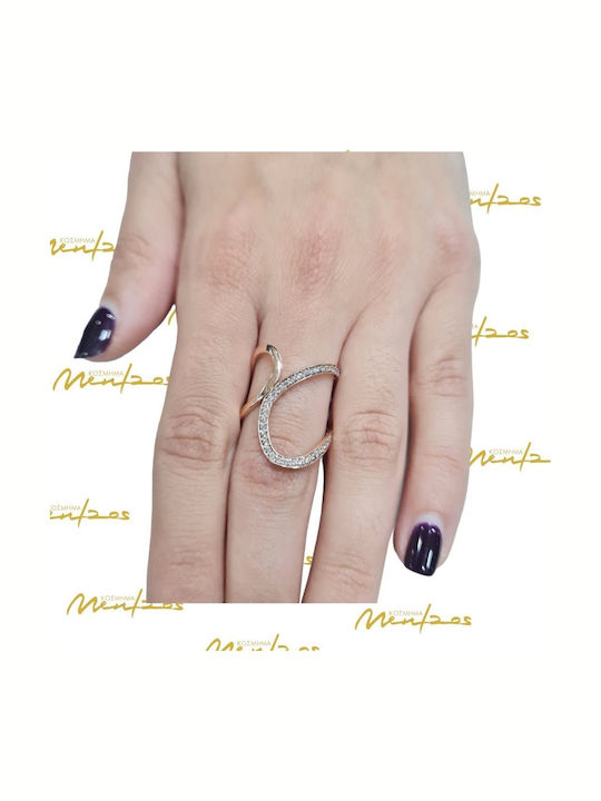 Mentzos Дамски Пръстен с Циркони от Розово злато 14K