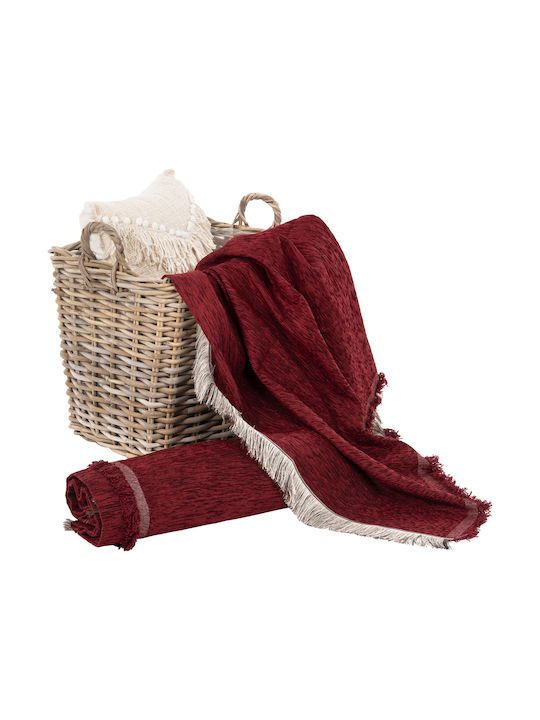 HomeMarkt Dreamtopia Three-Seater Sofa Throw Chenille 170x295cm Burgundy