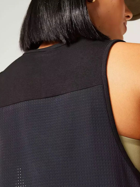 Damen Sport Bluse Ärmellos mit Transparenz Schwarz