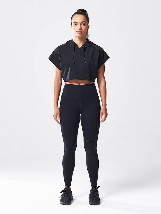 Bluze Damă Sport Crop Top Fără Mânecă Negru