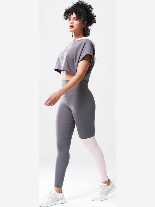 Γυναικείο Αθλητικό Crop Top Κοντομάνικο Γκρι