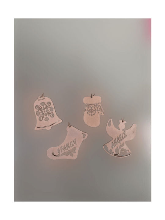 Hanging Ornament Mix Ornaments Wooden Set 4pcs