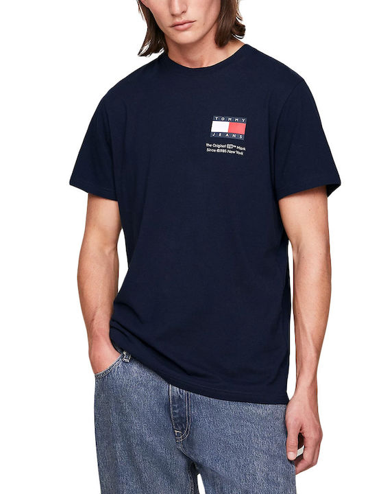 Tommy Hilfiger Essential Flag Ανδρική Μπλούζα Κοντομάνικη ΜΠΛΕ