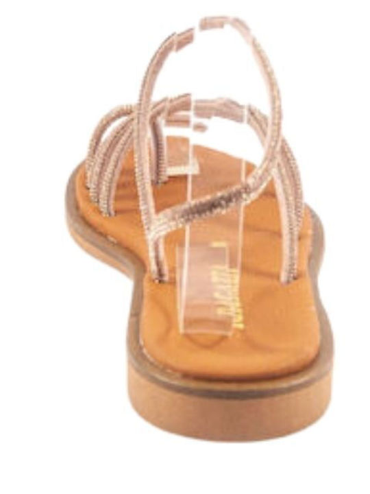 Leather Women's Flat Sandals Rose Gold