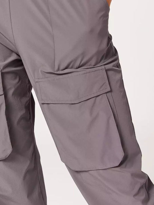 Damen Hoch tailliert Stoff Cargo Hose mit Gummizug in Lockere Passform Charcoal