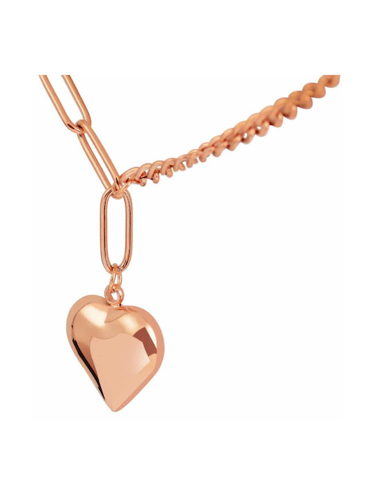 Akzent Necklace with design Heart from Pink Gold Plated Steel