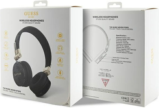 Guess 4G Metal Logo Wireless / Wired On Ear Headphones with 6 Hours Playing Time Black