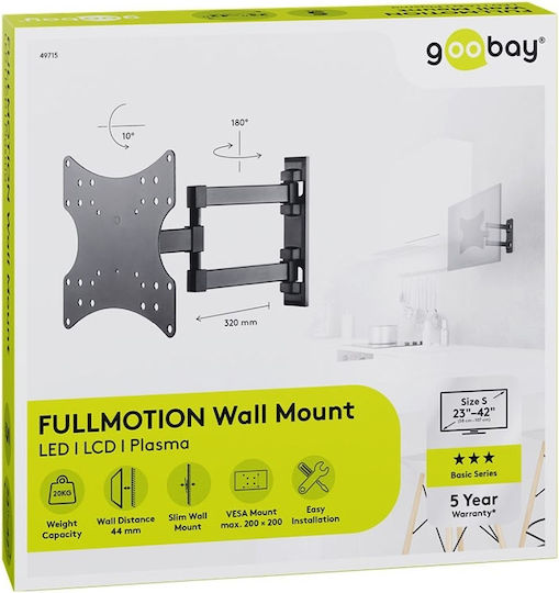 Goobay Fullmotion Βάση Τηλεόρασης Τοίχου έως 42" και 20kg