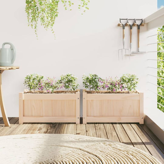 vidaXL Set 2 Blumenkästen Holz Beige