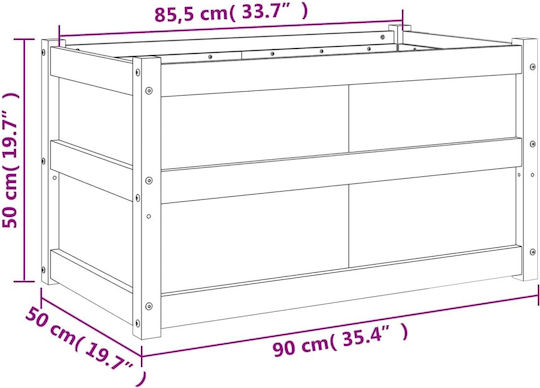vidaXL Planter Box Wooden White 90x50x50cm.