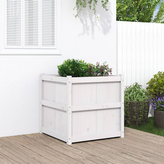 vidaXL Planter Box Lemn Alb 70x70x70cm.