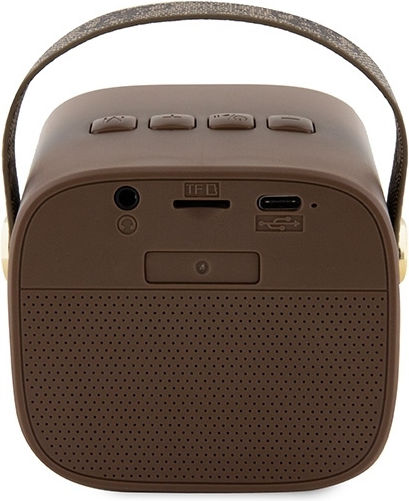 Guess 4G Leather Script Logo Bluetooth Speaker 5W with Battery Life up to 2 hours coffee