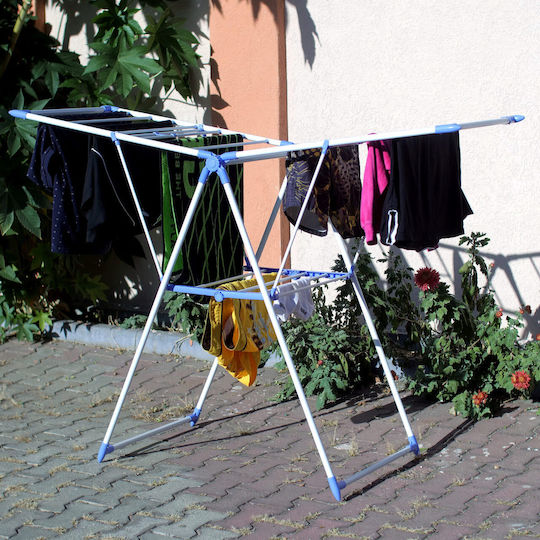 Strend Pro Klappbarer Boden-Kleiderständer Metallisch mit Aufhängelänge 16m