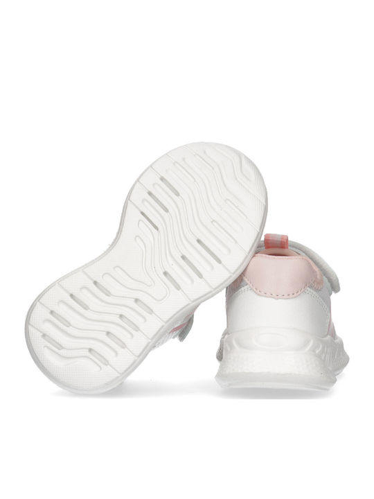 Cut Lace-up Kids Sneakers with Scratch White
