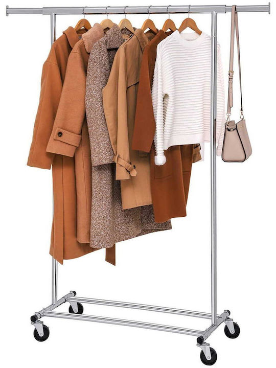 Songmics Wheeled Floor Garment Rack made of Metal Gray 92x45.4x160cm