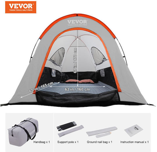 Vevor Σκηνή Camping Αυτοκινήτου Γκρι με Διπλό Πανί 3 Εποχών 170x165x170εκ.