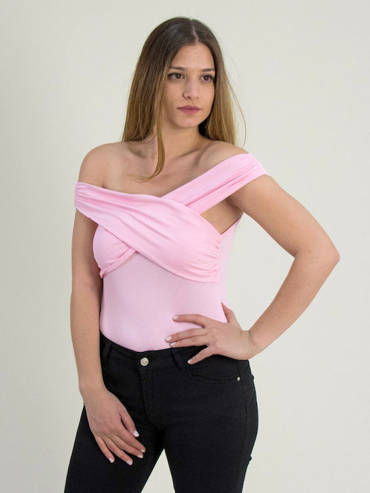 Χιαστί Μπούστο Bodysuit pentru femei Pink
