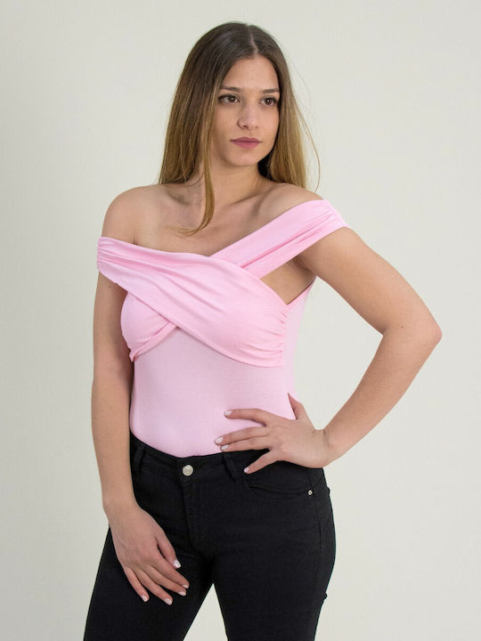 Bodysuit Χιαστί Μπούστο Regular Fit Pink