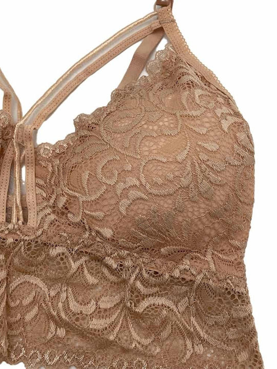 Topaki Lace Underwear Set with Bra & Brazil Beige