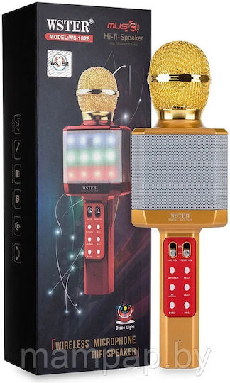 WSTER Wireless Karaoke Microphone in Gold Color