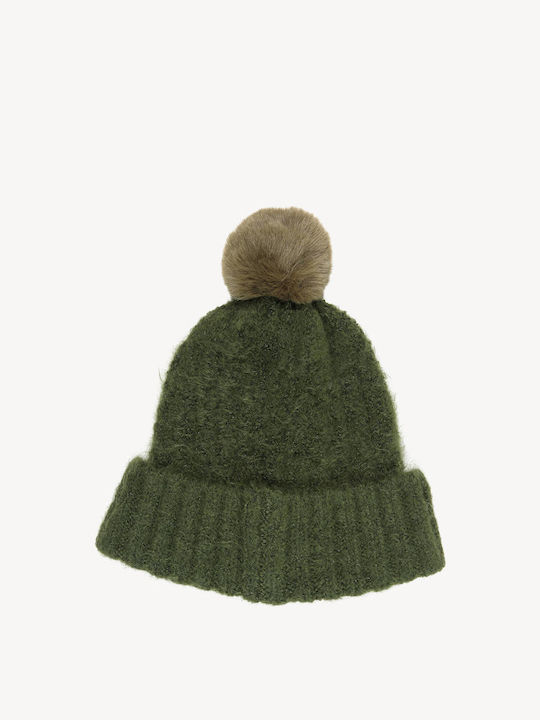 Pom Pom Beanie Frauen Beanie Gestrickt in Grün Farbe