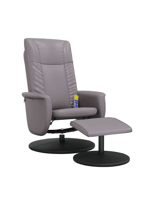 Relax Armchair Massage Swivel with Footstool made of Leatherette Grey 49x31x36.5cm