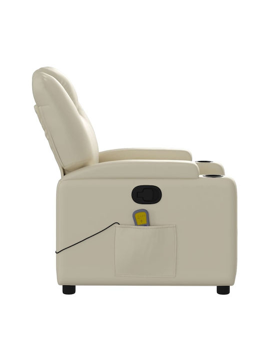 Πολυθρόνα Relax Massage με Υποπόδιο από Δερματίνη Κρεμ 74x88x97cm