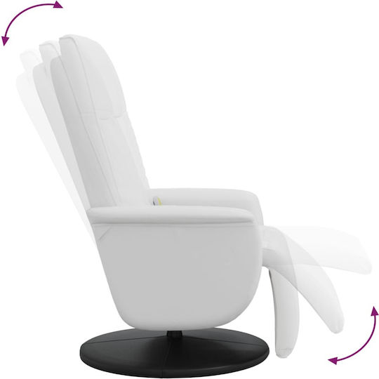 Fotoliu Relax Masaj cu Puf din Piele Ecologică Alb 71x84x106.5cm