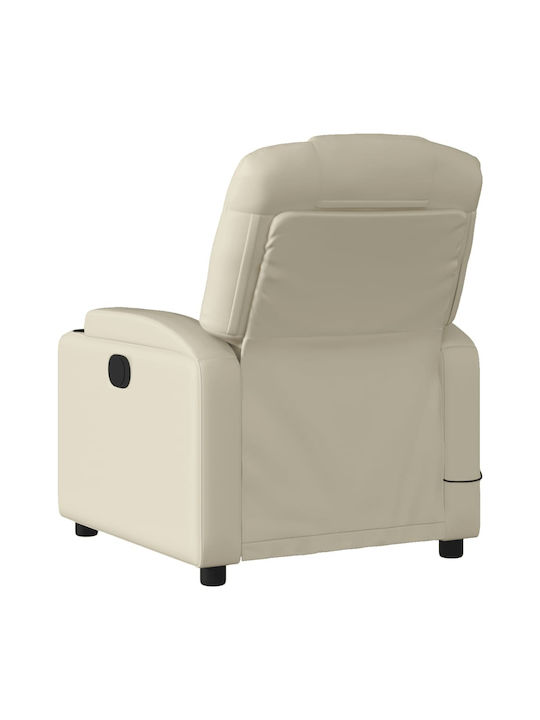 Πολυθρόνα Relax Massage με Υποπόδιο από Δερματίνη Κρεμ 74x88x97cm