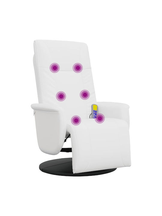 Πολυθρόνα Relax Massage με Υποπόδιο από Δερματίνη Λευκή 71x84x106.5cm
