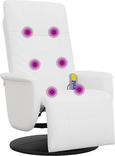 Fotoliu Relax Masaj cu Puf din Piele Ecologică Alb 71x84x106.5cm
