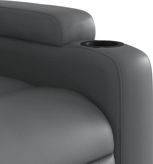 Πολυθρόνα Relax Massage με Υποπόδιο από Δερματίνη Γκρι 74x88x97cm
