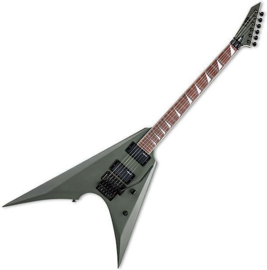 ESP LTD Electric Guitar Flying V with HH Pickup Configuration Military Green Satin