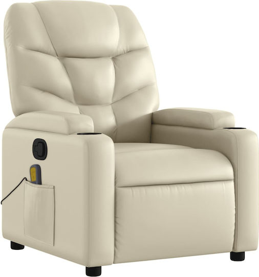Relaxsessel Friseurwaschbecken mit Fußhocker aus Kunstleder Cream 74x89x100cm