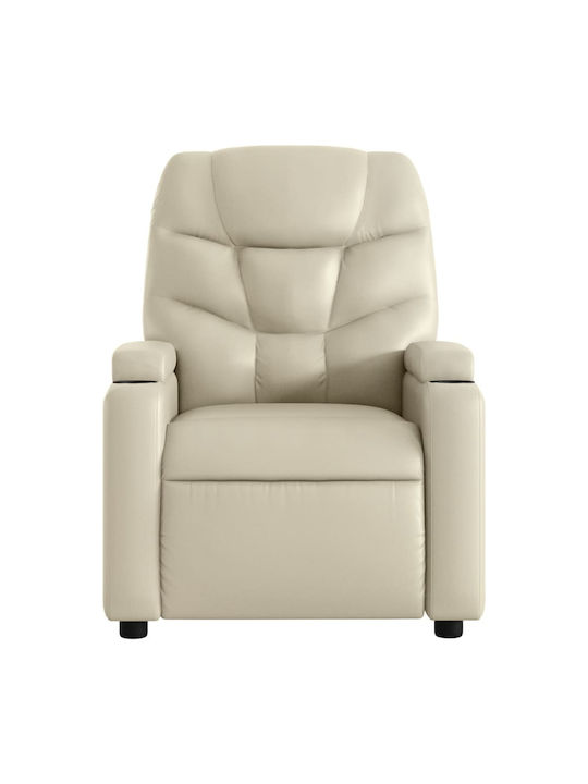 Relax Armchair Massage with Footstool from Leatherette Cream 74x89x100cm