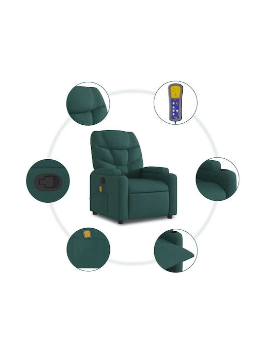 Relax Armchair Massage with Footstool Dark Green 74x89x100cm