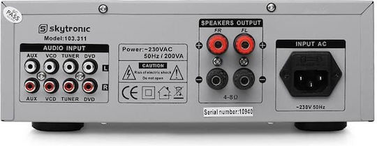 Skytronic Surround Power Amplifier Power Amplifier Hi-Fi Amplifier Stereo 200W/8Ω 103.311 Silver