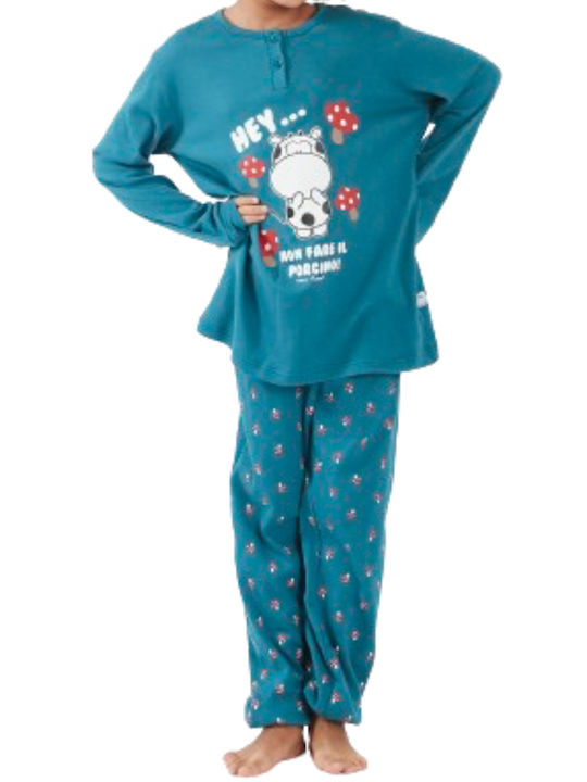 Crazy Farm Kids Pajamas Winter Cotton Petrol