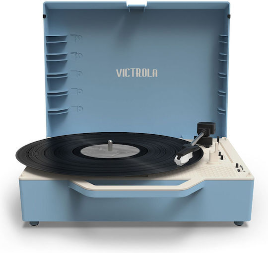 Victrola Suitcase Turntables with Built-in Speakers Blue